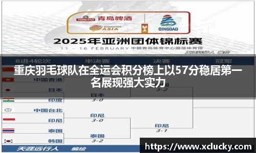 重庆羽毛球队在全运会积分榜上以57分稳居第一名展现强大实力